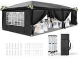 10'x20' Instant Pop Up Canopy Tent Black, 6 Panels 2 Doors 4 Mesh Windows, 28/22mm Powder Coated 43899525
