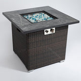 30inch Outdoor Fire Table Propane Gas Fire Pit Table with Lid Gas Fire Pit Table with Glass Rocks 07880043