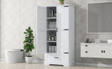 Tall Bathroom Storage Cabinet, Cabinet with Two Doors and One Drawer, Adjustable Shelf, MDF Board, WF326355AAK