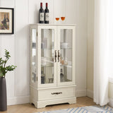 Glass Cabinet Lighted Glass Cabinet Curio Display Cabinet with Adjustable Glass Shelves 2 Doors and W2275P178889