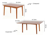 Foldable Extendable Dining Table, Solid Rubber Wood Kitchen Table with Drop Leaf, Mid-Century W3101P577357
