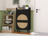 Rattan, Allen 2 door 1 drawer cabinet, shoe rack, double layer, suitable for entrance W688141535