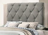 Contemporary 1pc Cream Finish Queen Size Bed Bedroom Furniture Gray Tufted Design Headboard B011P236790