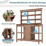 TOPMAX 66" Large Outdoor Farmhouse Wooden Potting Bench Table, Garden Workstation with 2 Drawers, WF300211AAD
