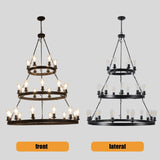 27 Light Metal Ring Chandelier Black W1340P241302