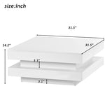 ON-TREND High Gloss Minimalist Design with LED Lights, 2-Tier Square Coffee Table, Center Table for WF295997AAK