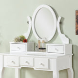 ZNTS Ashley Wood Make-Up Vanity Table and Stool Set, White T2574P163837