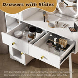 Vanity Dressing Table with LED Mirror & Storage White Makeup Desk Features 3 Drawers, 2 Open W2700P297922