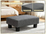 Small Charcoal Gray Linen Foot Stool Cube Ottoman Foot Rest with Sturdy Plastic Legs for Cozy 27535159