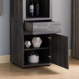 Modern Wine Showcasing Cabinet with Two Glass Shelves and Storage Cabinet in Distressed Grey B107130913