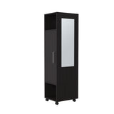 Cluster 63" Tall Wardrove One-Door Cabinet with Mirror, Three Shelves, Casters and Hanging Rod, B200P240237