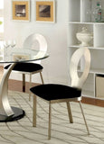 ZNTS Contemporary Silver Metal Frame 2pc Dining Chairs Black Microfiber Seat Dining Room Oval Back Satin B011P232975