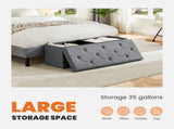 43 Inch Folding Ottoman With Storage Bench, Bedside Storage Bench With Linen Top Cover and Cushion, 87005036