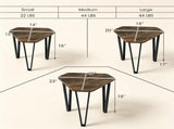 Set of 3 Nesting Coffee Tables Rustic Brown Industrial Accent Side Tables, Space Saving Stackable 25032611