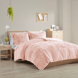 Full/Queen Shaggy Long Fur Comforter Mini Set B03595924
