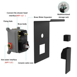 Rainfall Shower System With Storage Rack 10 inch Shower Faucet Set Matte Black High Pressure T3177P269148