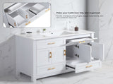 48" White Bathroom Vanity , Abundant Storage Cabinet -4 Soft close doors and 4 drawers W3133P389806