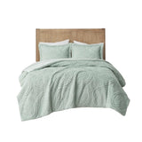 King/Cal King Embroidered Medallion Faux Fur Ultra Plush Comforter Mini Set B03597231