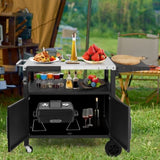 ZNTS Outdoor Grill Cart with Storage, Rolling Bar Cart Movable Kitchen Island for BBQ, Patio Dining Cart 64945841