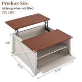 ZNTS Lift Top Coffee Table, Ergonomic Rising Table with Hidden Compartment, Dining Table with Storage 58519229