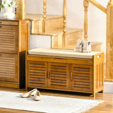 Shoe Bench with Storage Cabinets Brown 70745290