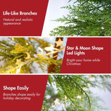 6 Feet Artificial Full Christmas Tree Includes LED Lights and Metal Stand, 612 Tips Full Tree,Xmas N710P181792S