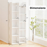 25.5" x 8" x 64" Wooden Bookcase with Anti-Tipping Kits - White 07927877