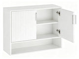 Wall Mounted Bathroom Cabinet, Modern Fluted Panel Storage Cabinet with Adjustable Shelf, 2-Door MDF 90307077