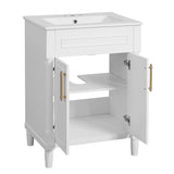 24" Vanity with Integrated Ceramic Sink, Cabinet with 2 Doors, Single Sink N710P277711K