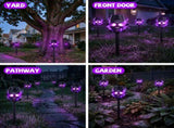 4 Pack Halloween Solar Stake Lights, 3D Skull Decor with Purple Frame Lighting, IP44 Waterproof 07355346