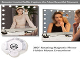 31.5"x22.8" Selfie Remote Control Vanity with Lights, 0.6" Ultrathin Large Hollywood Vanity W3660P373024
