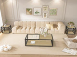 Modern coffee table for Bedroom & Living Room, Tempered Glass&Natural Wood MDF Top , Industrial W241P246907