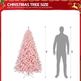 ZNTS 6 FT Pre-lit Snow Flocked Christmas Tree, Artificial Hinged Xmas Pine Tree with 800 Branch Tips, 300 63701621