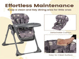 Gray Baby High Chair Adjustable Height/Backrest/Footrest Foldable with Wheels 34268788