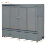 Full Size Murphy Bed with USB Port and a Large Drawer, Gray N708P205903E