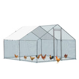 ZNTS 10 x 10 ft Large Metal Chicken Coop, Walk-in Poultry Cage Chicken Hen Run House with Waterproof 15937218