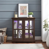 LED Curio Display Cabinet,Antique Display Cabinet with Adjustable Shelves,Retro Design Quality W2275P231694