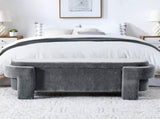 Chenille Upholstered Bench with Large Storage Space for the Living Room, Entryway and Bedroom,Grey, W48790041