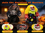 2 Pcs Sound Activated Halloween Animated Decorations, 11" Grim Reaper & 10.5" Creepy Clown Tabletop 77447778