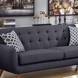 ZNTS 2 Piece Polyfiber Upholstered Sofa and Loveseat Set in Ash Black B01682328