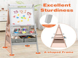Gray 3-in-1 Art Easel with Magnetic Chalkboard and Whiteboard 21426937