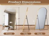 76"x 34" Arch-Top Oversized Full Length Mirror Metal Frame Freestading Floor Mirror, Gold 90210953