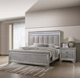 1pc Contemporary Light Grey Finish Two Drawers Bevel Mirror Accents Wooden Solid Wood Bedroom B2741P320890