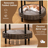 2-Tier Rattan Cat Bed , Gray 59665723