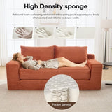 Loveseat Sofa with Memory Foam & Steel Frame - No Assembly, Convertible 2-in-1 Design, Corduroy W2959P278453