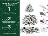 7ft Flocked Christmas Tree with 1514 Tips, Realistic PEPVC Snowy Hinged Tree with Metal Stand, Full 02903371