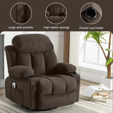 Swinging recliner massage heated sofa, with USB and 2 cup holders in side pockets, W1807P298214