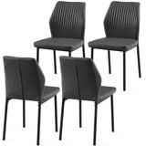 Dark Grey PU Leather Dining Chairs Set of 4 Faux Leather Dining Chairs Living Room Chair Modern W1164P195156