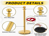 8 PCS gold stanchions and red velvet ropes,6 Red Velvet Ropes and Posts, Crowd Control Barriers 63360794