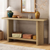 U_STYLE Vintage-Inspired and Ash Wood Veneer ConsoleTable with T-Leg Design,Suitable for N711P241289O